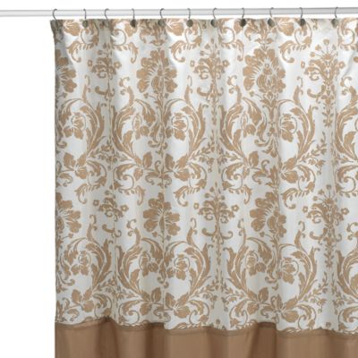 taupe fabric shower curtain