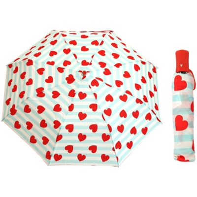 Betsey Johnson® Auto Open Umbrella in Stripe/Heart