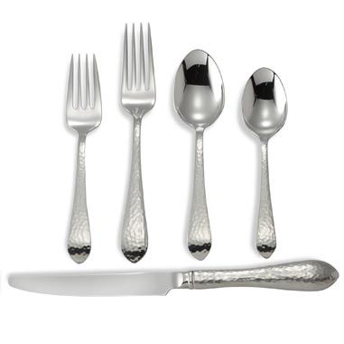 Reed & Barton Hammered Antique Cocktail Forks - Set Of 4 In 18/10 Stainless Steel, Satin Finish
