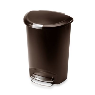 simplehumanÂ® 50-Liter Semi-Round Plastic Step Trash Can in Mocha