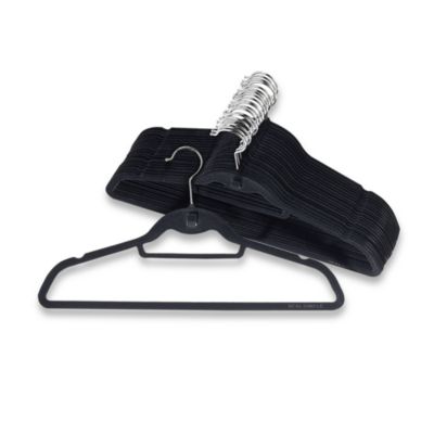 Real Simple Slimline Hangers with Built-in Hooks (Set of 50) in Black