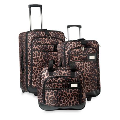 Safari Leopard Three-piece Luggage Set By Nicole Miller - Bed Bath & Beyond