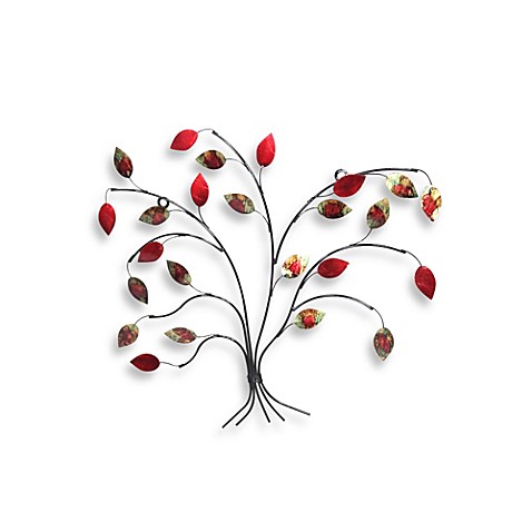 red tree metal wall art this metal wall art with a hand lacquered ...