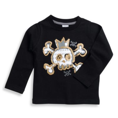 BE BASIC&trade; Toddler Boys Black Skull Long Sleeve Tee - Size 3T