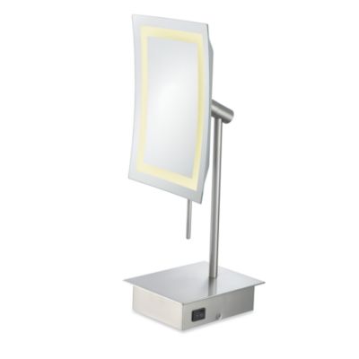 ... 3X LED Rectangular Minimalist Vanity Mirror with Brushed Nickel Finish