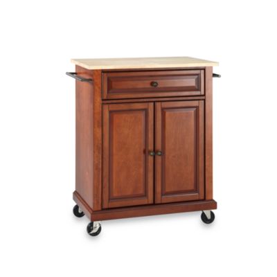 Crosley Natural Wood Top Portable Rolling Kitchen Cart ...