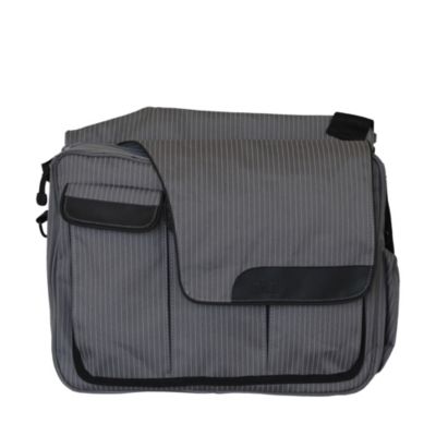Diaper Dude® Messenger II Diaper Bag - Retro Grey Pinstripe
