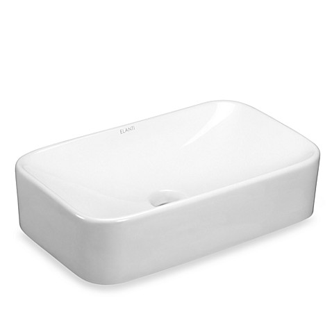 ... Porcelain White Vessel Curved Rectangle Sink from Bed Bath & Beyond