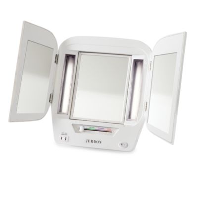 Jerdon 5X Lighted Tri-Fold Makeup Vanity Mirror