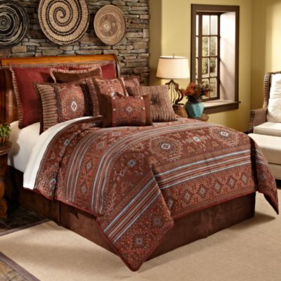 comforter king pueblo brown turquoise california sets bed southwestern southwest beyond bath bedding red orange bedbathandbeyond bedroom russet chenille soft