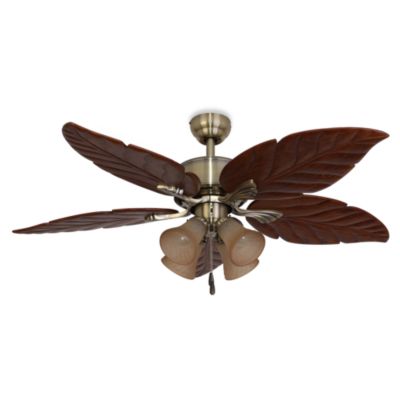 48-Inch Tortuga 4-Light Aged Brass Ceiling Fan