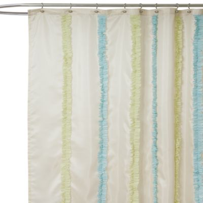 Bath > Shower > Shower Curtains > Aria Blue and Green Fabric Shower ...