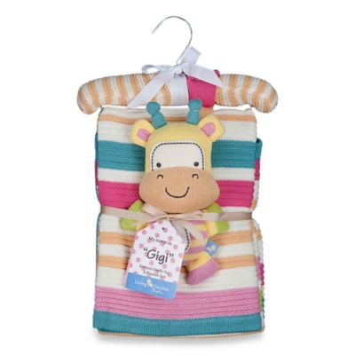 Lolli Living&trade; by Living Textiles Baby Cotton Knitted Blanket & Rattle Toy - Gigi Giraffe