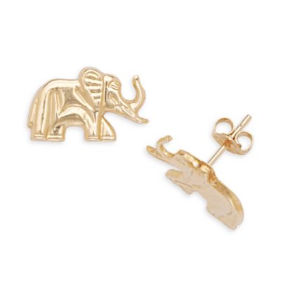 14K Yellow Gold Children's Elephant 8x13mm Earrings