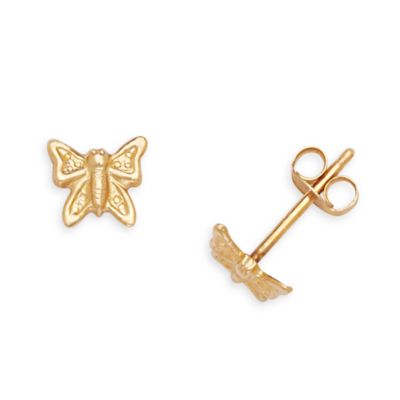 14K Yellow Gold Children's Butterfly 5x6mm Earrings