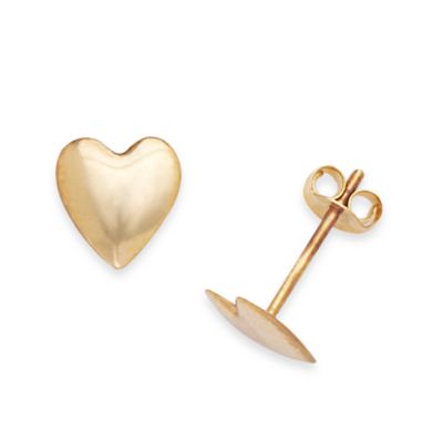14K Yellow Gold Children's Large Heart Earrings - 7 x 6MM