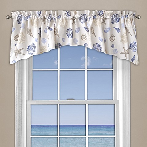 Seashore Coral Window Curtain Valance in Blue