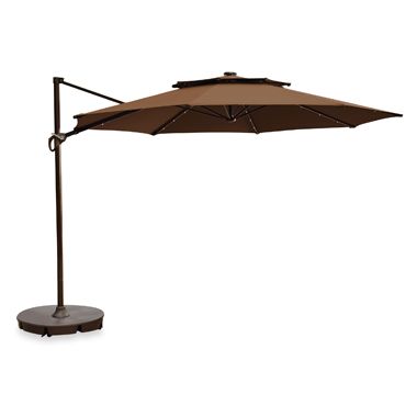 11-Foot Round Solar Cantilever Umbrella in Latte