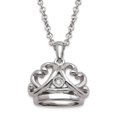 My First Diamond Sterling Silver Diamond Crown Necklace (.005 cttw, I1-I2 Clarity, H-I Color)