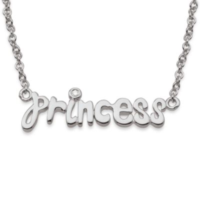 My First Diamond Sterling Silver Diamond Princess Necklace (.005 cttw, I1-I2 Clarity, H-I Color)