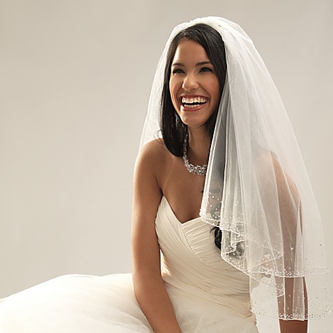... Edge Elbow-Length 2-Layer Bridal Veil in White from Bed Bath & Beyond