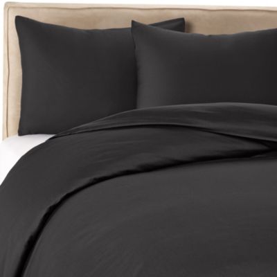 WamsuttaÂ® 400-Thread-Count Solid King Duvet Cover Set in Black