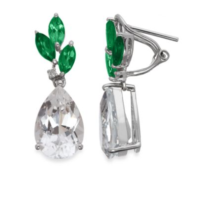 Eternities by Carol Brodie™ Green Agate and White Quartz Drop Earrings