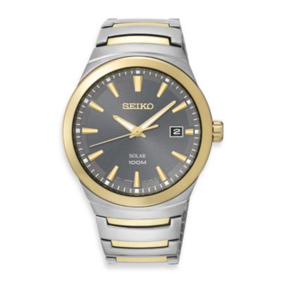 Seiko Men's Solar Two-Tone w/Grey Dial Watch