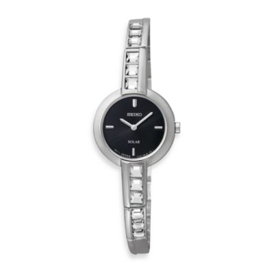 Seiko Ladies Stainless Steel Solar w/Crystals Watch