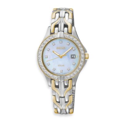 Seiko Ladies Two-Tone Solar w/Crystals Watch