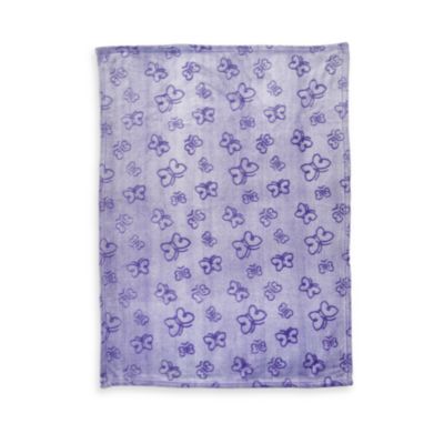 Just Born® Lavender Butterfly Print Frosted Fleece Blanket