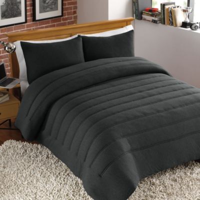 Buy Jersey Channel Stitch Twin/Twin XL Comforter Set in Charcoal from Bed Bath & Beyond