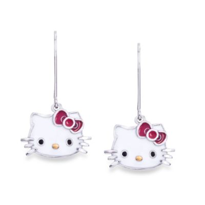 Hello Kitty® Women's Sterling Silver Enamel Kitty Face Earrings - Bed ...