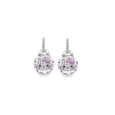 Sterling Silver Hello Kitty Crystal Dangle Earrings