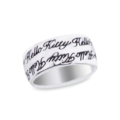 Sterling Silver Hello Kitty Engraved Script Ring Size 7