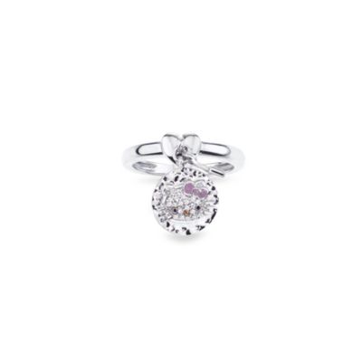 Sterling Silver Crystal Hello Kitty Dangle Ring Size 7