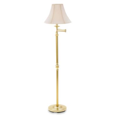 swing brass arm lamp floor polished metal light