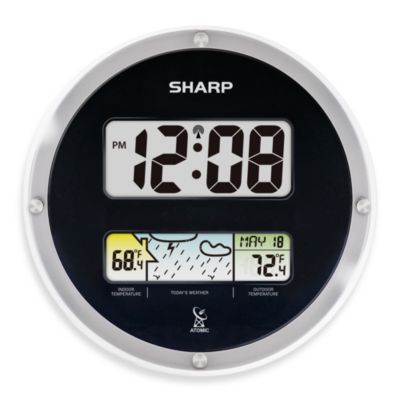 clock atomic weather sharp digital display clearance bedbathandbeyond