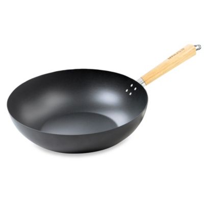 IMUSA® 11-Inch Nonstick Carbon Steel Wok with Wood Handle - Bed Bath ...