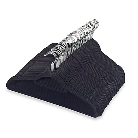 Real Simple® Slimline 50-Count Flocked Suit Hangers in Black