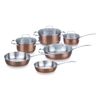 cookware dundon kevin set accented copper exterior stainless piece steel color
