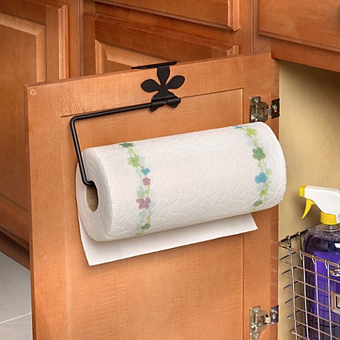 Spectrum™ Flower Over the Cabinet-Door Paper Towel Holder in Black