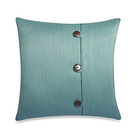 Square Outdoor Throw Pillow with Buttons in Surf - Bed Bath & Beyond