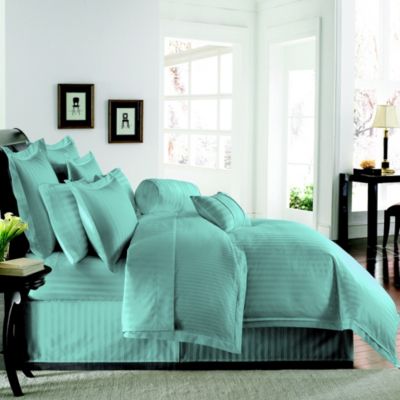 Wamsutta® Damask Stripe Duvet Cover Set In Sky - Bed Bath & Beyond