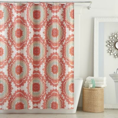 Coral And Teal Shower Curtain Coral and Teal Curtains