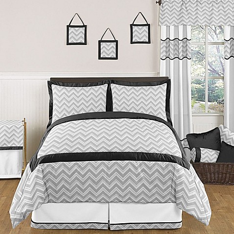 Sweet Jojo Designs Zig Zag forter Set in Grey Black