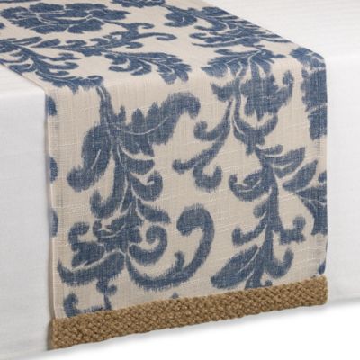 Buy & and Bath Runner Blue Trim Beyond Bed Jute Scroll bed beyond bath from table in  Table at runner
