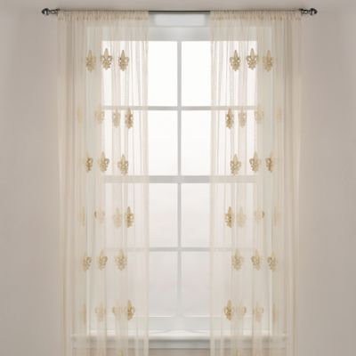 Fleur-De-Lis Sheer 95-Inch Window Curtain Panel in Ivory