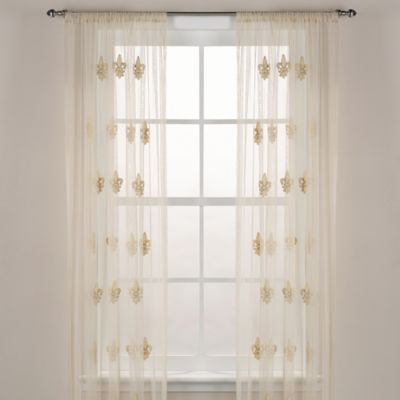 Fleur-De-Lis Sheer 95-Inch Window Curtain Panel in Ivory