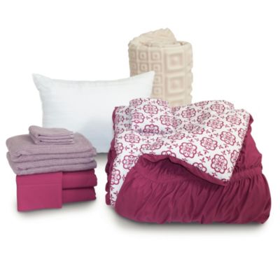 ... Fuschia Twin/Twin X-Long 11-Piece Junior Varsity Campus Collection